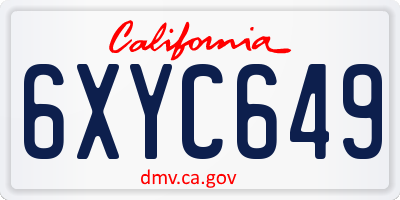 CA license plate 6XYC649