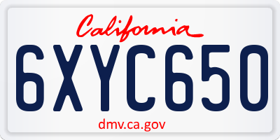 CA license plate 6XYC650