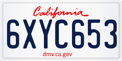 CA license plate 6XYC653