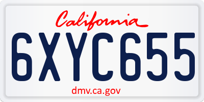 CA license plate 6XYC655