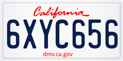 CA license plate 6XYC656