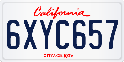 CA license plate 6XYC657
