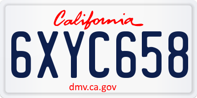 CA license plate 6XYC658