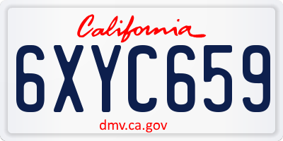 CA license plate 6XYC659