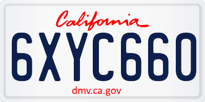 CA license plate 6XYC660