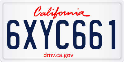 CA license plate 6XYC661