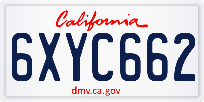 CA license plate 6XYC662