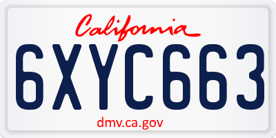 CA license plate 6XYC663