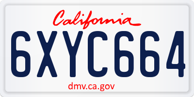 CA license plate 6XYC664