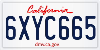 CA license plate 6XYC665