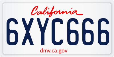 CA license plate 6XYC666