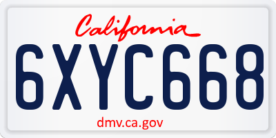 CA license plate 6XYC668