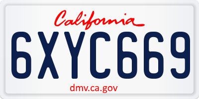 CA license plate 6XYC669