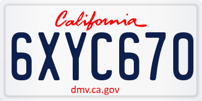 CA license plate 6XYC670