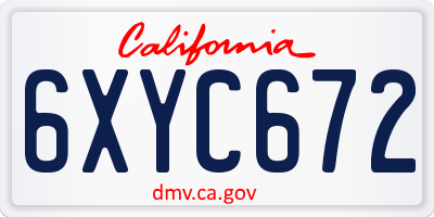 CA license plate 6XYC672