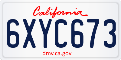CA license plate 6XYC673