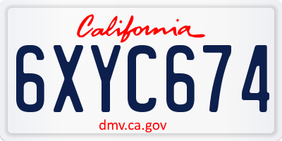 CA license plate 6XYC674