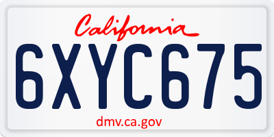 CA license plate 6XYC675