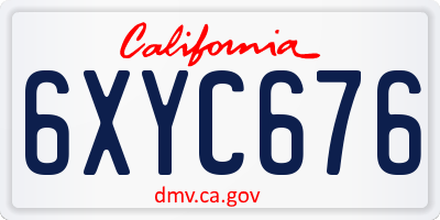 CA license plate 6XYC676