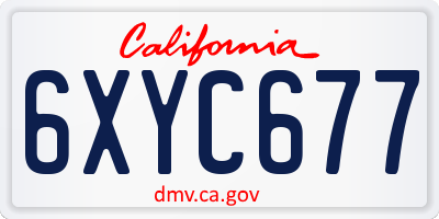 CA license plate 6XYC677