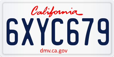 CA license plate 6XYC679