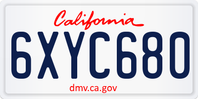 CA license plate 6XYC680