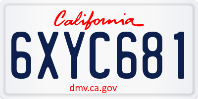 CA license plate 6XYC681
