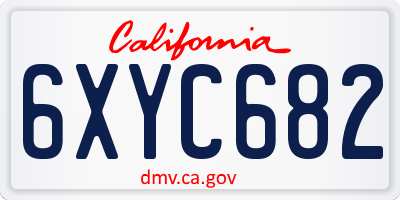 CA license plate 6XYC682