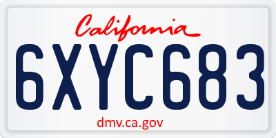 CA license plate 6XYC683
