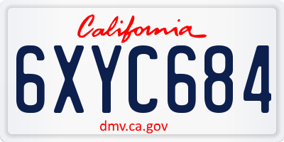 CA license plate 6XYC684