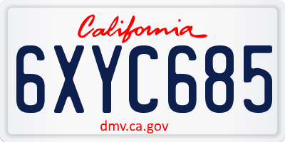 CA license plate 6XYC685