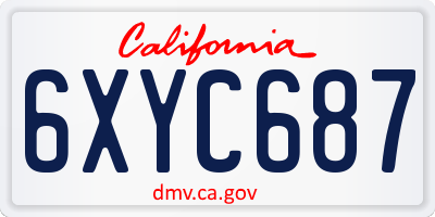 CA license plate 6XYC687