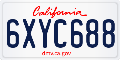 CA license plate 6XYC688