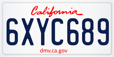CA license plate 6XYC689