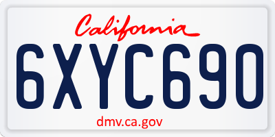 CA license plate 6XYC690