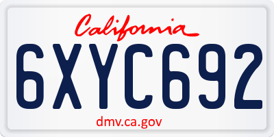 CA license plate 6XYC692
