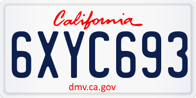 CA license plate 6XYC693