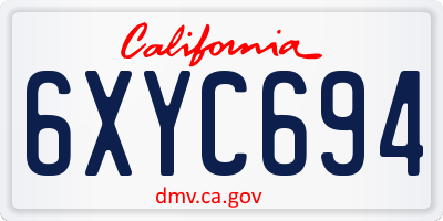 CA license plate 6XYC694
