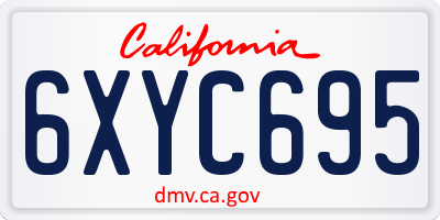 CA license plate 6XYC695
