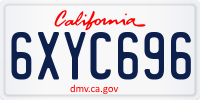 CA license plate 6XYC696