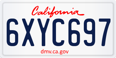 CA license plate 6XYC697