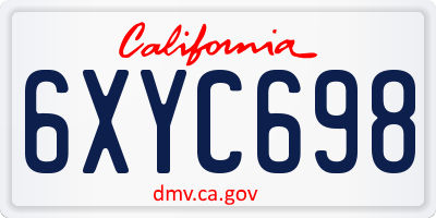 CA license plate 6XYC698