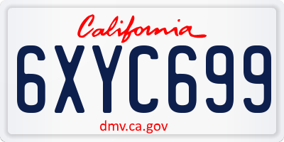 CA license plate 6XYC699