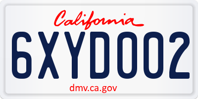CA license plate 6XYD002