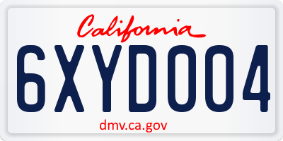 CA license plate 6XYD004