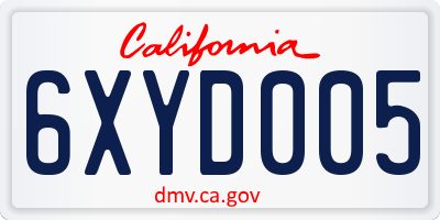 CA license plate 6XYD005