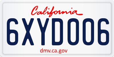 CA license plate 6XYD006