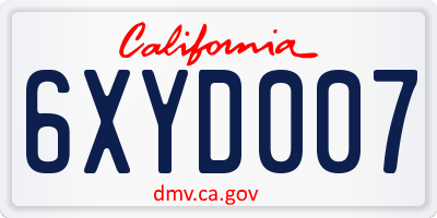 CA license plate 6XYD007