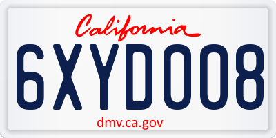 CA license plate 6XYD008