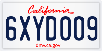 CA license plate 6XYD009